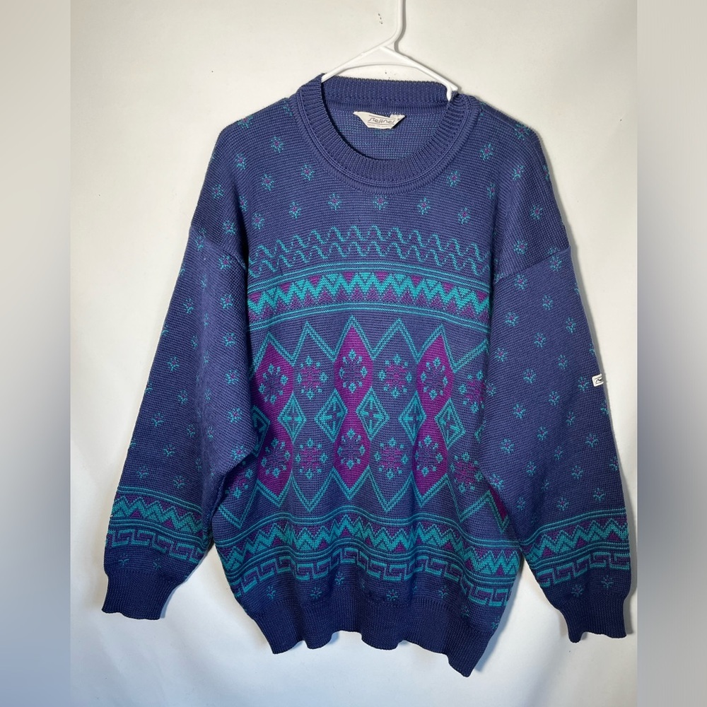 Vintage Steffner Made in Austria 100% Pure New Wool Fair Isle Sweater Size XL